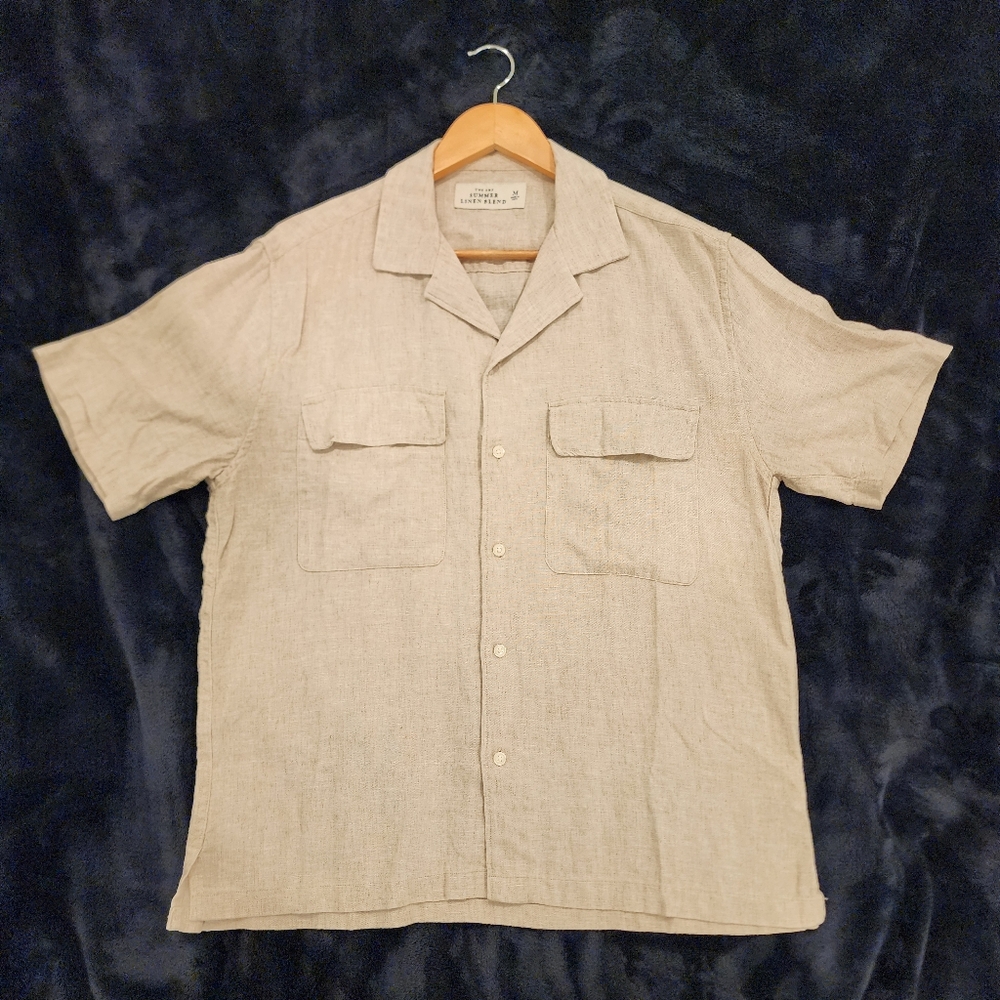 Abercrombie & Fitch Tan Casual Camp Collar Button Down Shirt Medium
